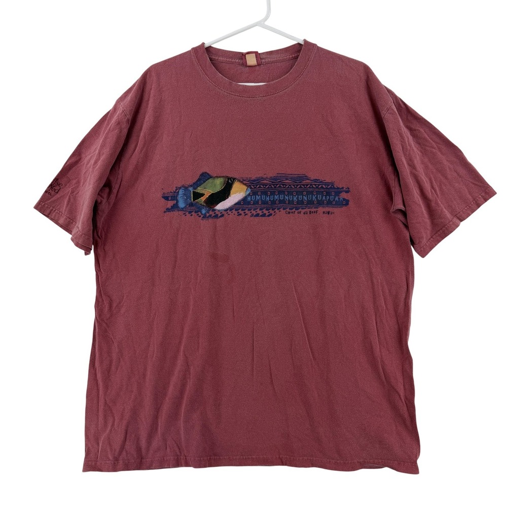 Crazy Shirts Shirt Mens XL Red Humuhumunukunukuapua'a Fish Tee T-Shirt Hawaii